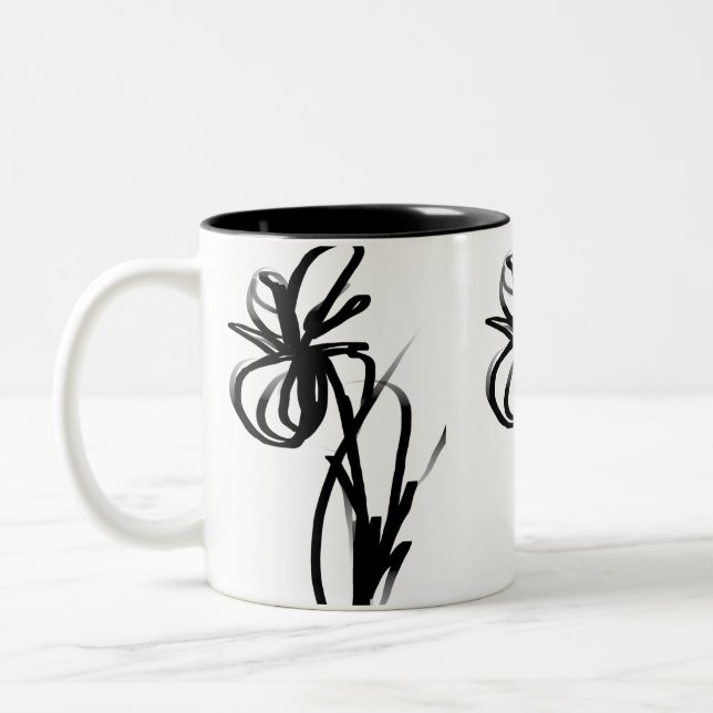 Caneca De Café Em Dois Tons Orchid Blanc: Abstrato branco e preto (Esquerda)