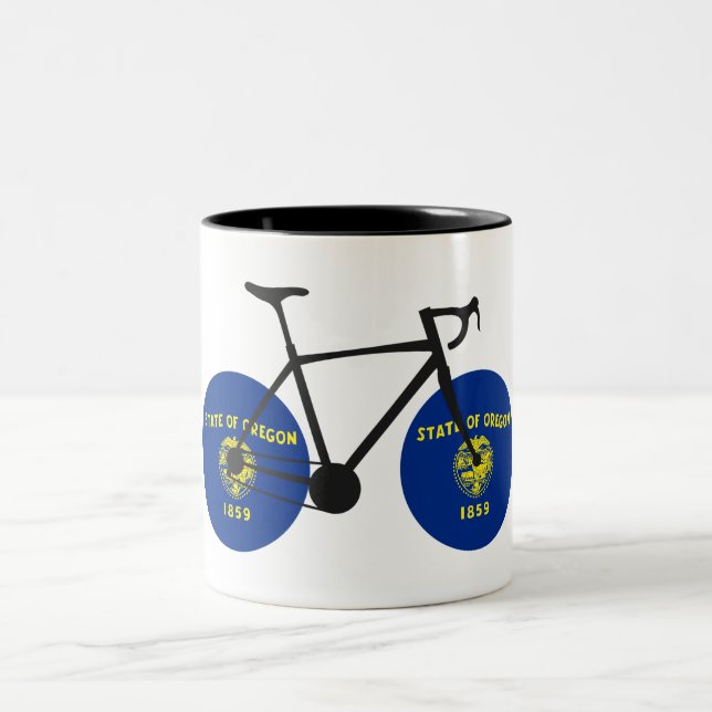Caneca De Café Em Dois Tons Oregon Flag Cycling (Centro)