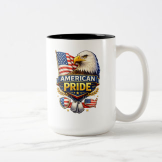 Caneca De Café Em Dois Tons Orgulho Americano - Águia Careca & Bandeira dos EU