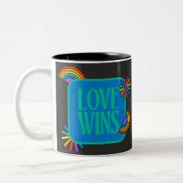 Caneca De Café Em Dois Tons Orgulho, amor ganha. Gay arco-íris lgbtq