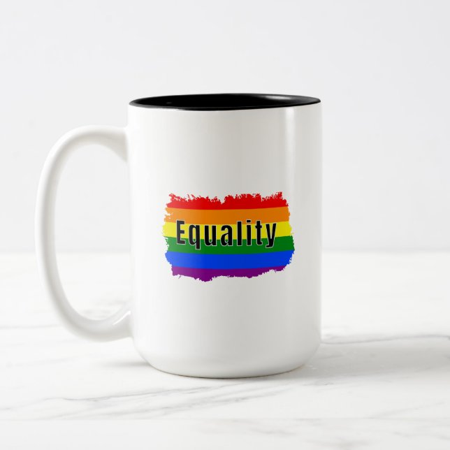 Caneca De Café Em Dois Tons Orgulho Arco-íris Igualdade (Esquerda)