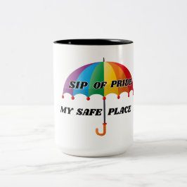 CANECA DE CAFÉ EM DOIS TONS ORGULHO ARCO-ÍRIS MEU LOCAL SEGURO LGBTQ 450 ML