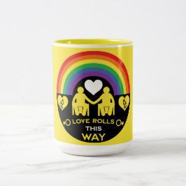 Caneca De Café Em Dois Tons Orgulho de incapacidade da cadeira de rodas LGBTQ