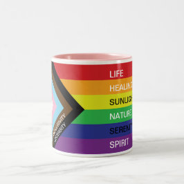 Caneca De Café Em Dois Tons Orgulho de progresso LGBT Sinalizador arco-íris co