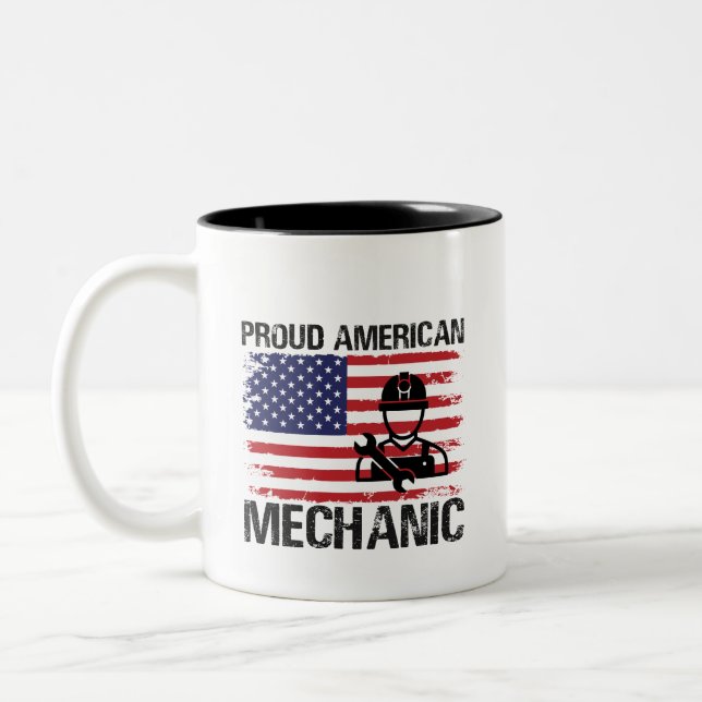 Caneca De Café Em Dois Tons Orgulho do Dia de Trabalho Mecânico Americano (Esquerda)