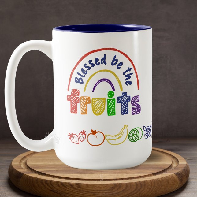 Caneca De Café Em Dois Tons Orgulho gay Fruta Arco-Íris (Criador carregado)