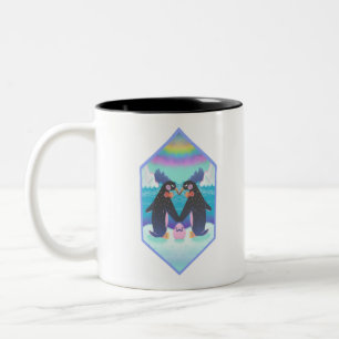 Caneca De Café Em Dois Tons orgulho gay Penguin Family in Digital
