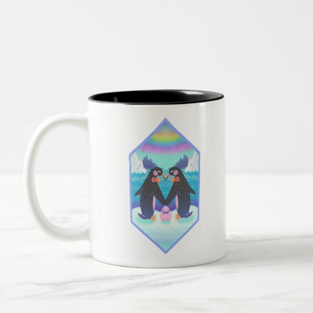 Caneca De Café Em Dois Tons orgulho gay Penguin Family in Digital (Esquerda)