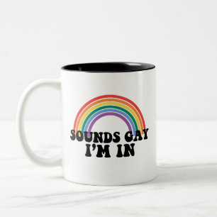 Caneca De Café Em Dois Tons Orgulho LGBT Sons Gays Estou no Arco-Íris Gay
