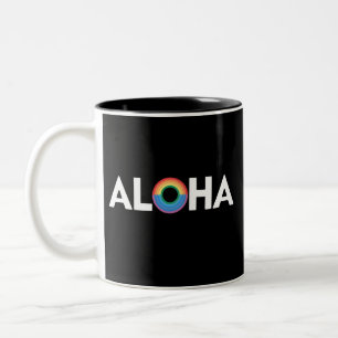 Caneca De Café Em Dois Tons Orgulho LGBTQ Ilha do Arco-íris Aloha Havaí