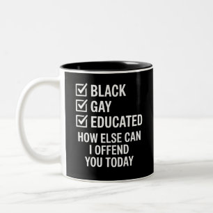 Caneca De Café Em Dois Tons Orgulho Negro Gay Engraçado Apoia Direitos LGBTQ