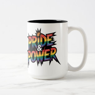 Caneca De Café Em Dois Tons Orgulho & Poder LGBTQ 