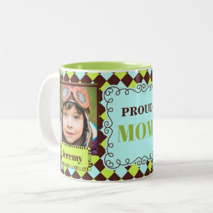 Caneca De Café Em Dois Tons Orgulhosa fotografia verde MOM e castanha 2