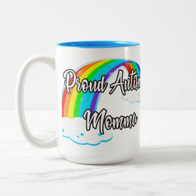 Caneca De Café Em Dois Tons Orgulhoso Autismo Momma Pastel quebra-cabeça (Esquerda)