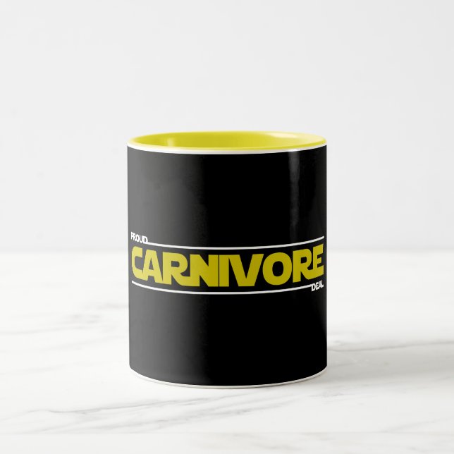 Caneca De Café Em Dois Tons Orgulhoso Carnivore. Contato. (Centro)
