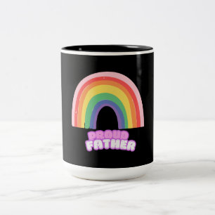 Caneca De Café Em Dois Tons Orgulhoso Pai Arco-íris Dia dos Pais Fofo Retro D