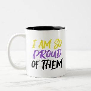Caneca De Café Em Dois Tons Orgulhoso Pai ou Mãe de Filho Não Binário