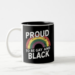 Caneca De Café Em Dois Tons Orgulhoso por Ser Gay e Mês do Orgulho Negro 2025