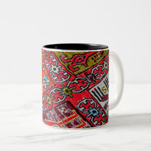 Caneca De Café Em Dois Tons Oriental persa, padrão turco, tapete