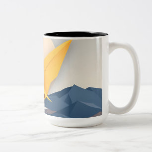 Caneca De Café Em Dois Tons Origami Paper Crane Vetor Art