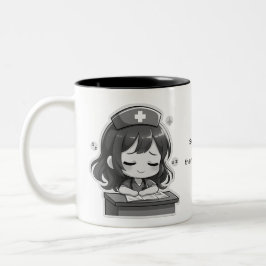 Caneca De Café Em Dois Tons Original Chibi Nurse - A little Exhaustion