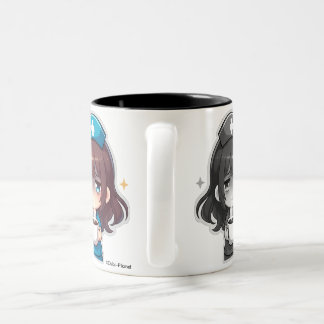 Caneca De Café Em Dois Tons Original Chibi Nurse - Café com Cansaço