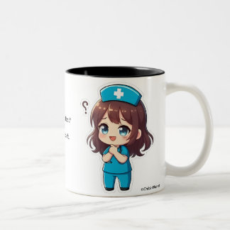 Caneca De Café Em Dois Tons Original Chibi Nurse - The Questioning Moment
