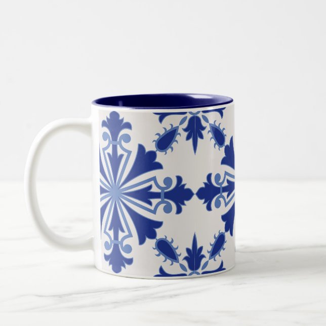 Caneca De Café Em Dois Tons Ornamentado Bloom (Esquerda)