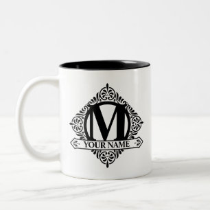 Caneca De Café Em Dois Tons Ornamentado Monograma Design de Café De Dois Tons