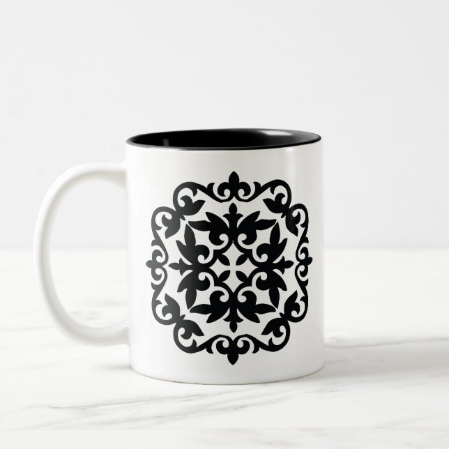 Caneca De Café Em Dois Tons Ornamental Floral Design (Esquerda)