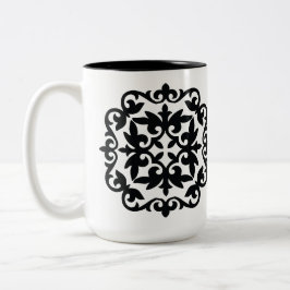 Caneca De Café Em Dois Tons Ornamental Floral Design