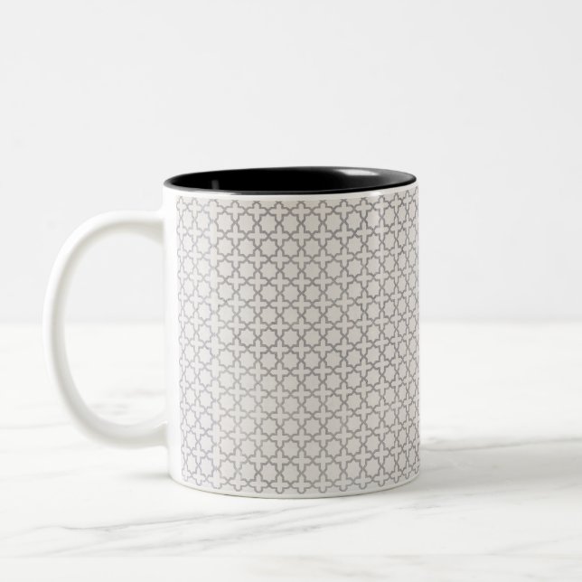 Caneca De Café Em Dois Tons Ornamento Arabe Elegante (Esquerda)