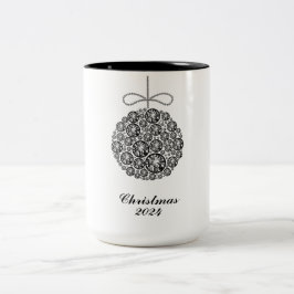 Caneca De Café Em Dois Tons Ornamento Natal 2024