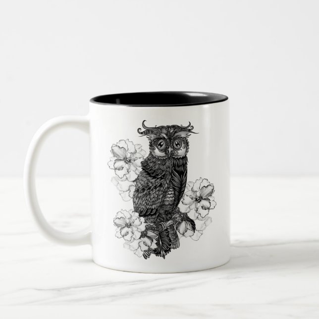 Caneca De Café Em Dois Tons Orquídeas Brancas de cinza (Esquerda)
