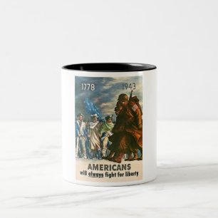 Caneca De Café Em Dois Tons Os americanos lutarão sempre pela liberdade - WWI