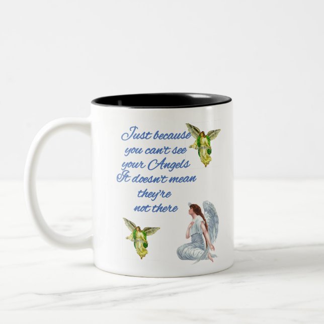 Caneca De Café Em Dois Tons Os anjo-da-guarda olham sobre você (Esquerda)