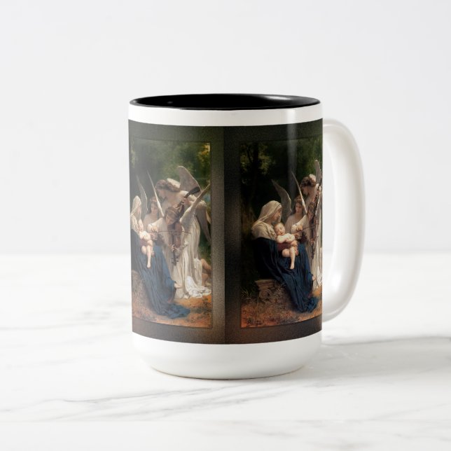 Caneca De Café Em Dois Tons Os anjos de William Adolphe Bouguereau (Frente Esquerda)