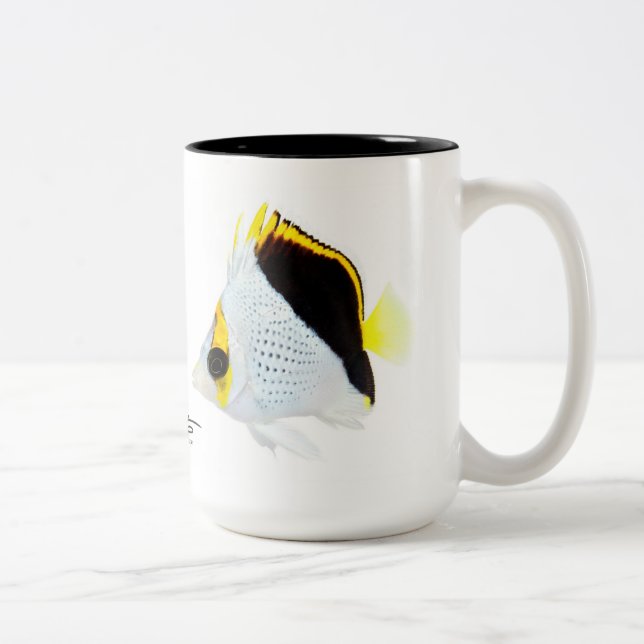 Caneca De Café Em Dois Tons Os Butterflyfish do funileiro havaiano (Direita)