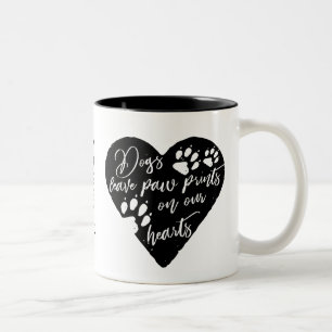 Caneca De Café Em Dois Tons Os cães deixam impressões da pata em nosso amor do