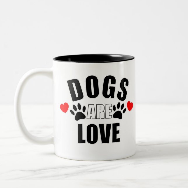 Caneca De Café Em Dois Tons Os Cães São Apaixonados (Esquerda)