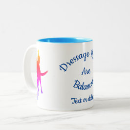 Caneca De Café Em Dois Tons Os Cavaleiros De Dressage São Silhuets De Cor Equi