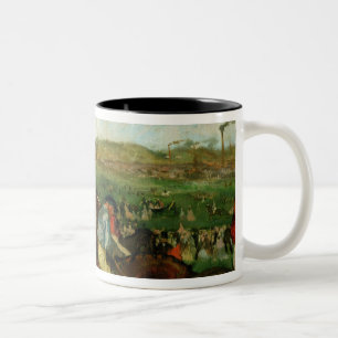 Caneca De Café Em Dois Tons Os cavalheiros de Edgar Degas competem, antes da