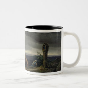 Caneca De Café Em Dois Tons Os cavalos que tiram carros levantam um monte,