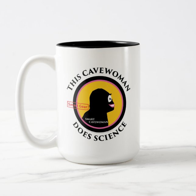 Caneca De Café Em Dois Tons Os Cavewoman espertos novos da engrenagem fazem a (Esquerda)