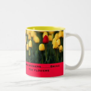 Caneca De Café Em Dois Tons Os chás de abril trazem flores de maio
