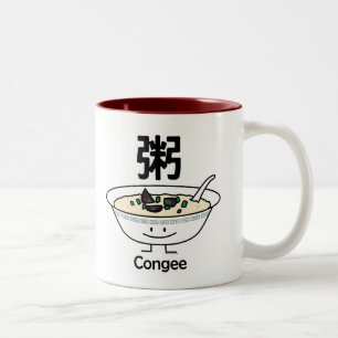 Caneca De Café Em Dois Tons Os chineses da bacia do gruel do papa de aveia do