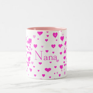 Caneca De Café Em Dois Tons Os corações de Nana em torno de mim caneca