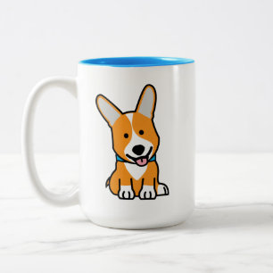 Caneca De Café Em Dois Tons Os Corgis do Corgi perseguem o Pembroke feliz