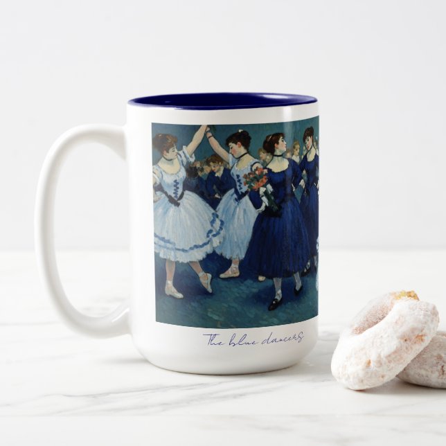 Caneca De Café Em Dois Tons Os dançarinos azuis canecam. (Com Donut)