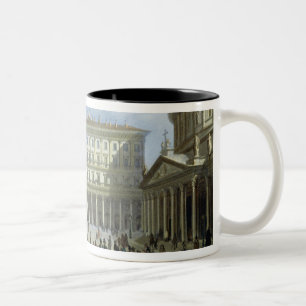 Caneca De Café Em Dois Tons Os di San Carlo da câmara municipal e da praça